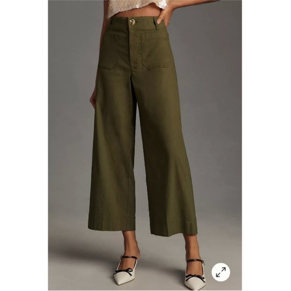 Anthropologie The Colette Cropped Wide-Leg Pants Size 28P NWT - Picture 1 of 16